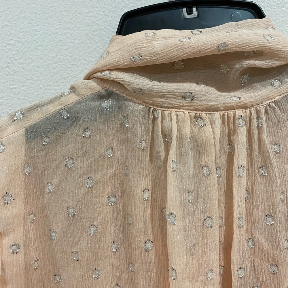 Rebecca Taylor Pink Silk Metallic Dot Clip Top - Picture 10 of 10
